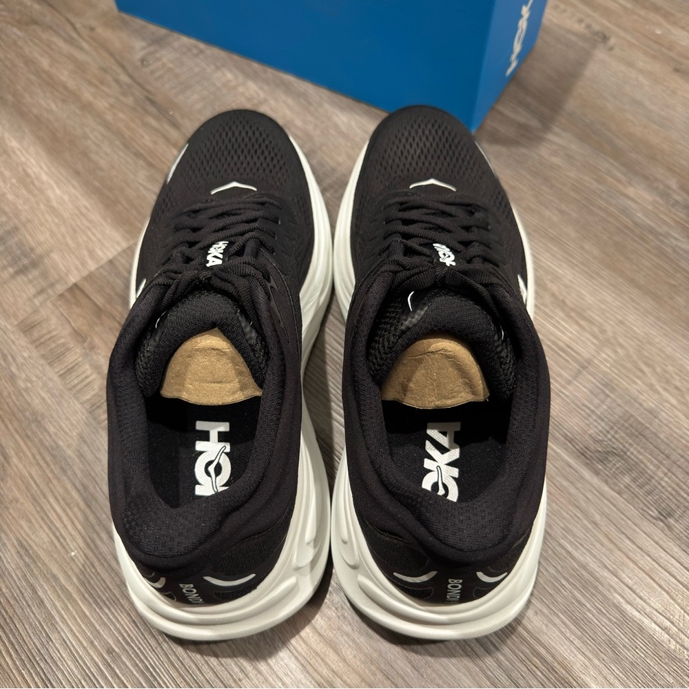 Hoka One One Bondi 9 Black White Running Sneakers - Picture 7 of 14